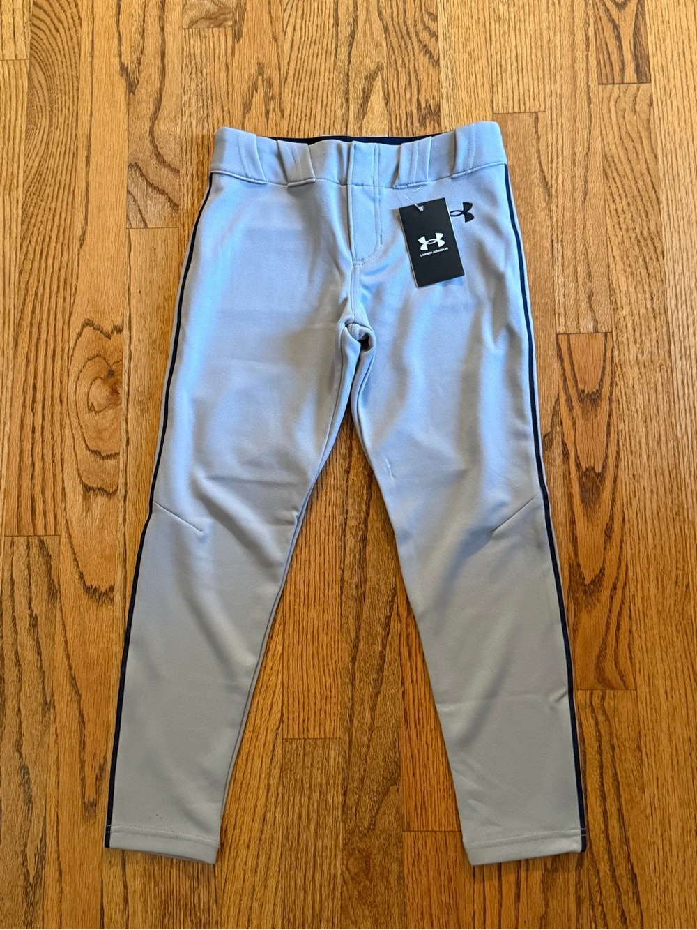 Under Armour Kids' Light Gray Baseball Joggers with Black Piping